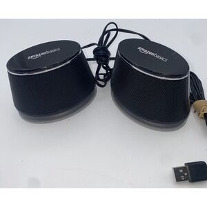Amazon Basics Stereo 2.0 Speakers‎ for PC Laptop 3.5mm USB-Powered V620 Black
